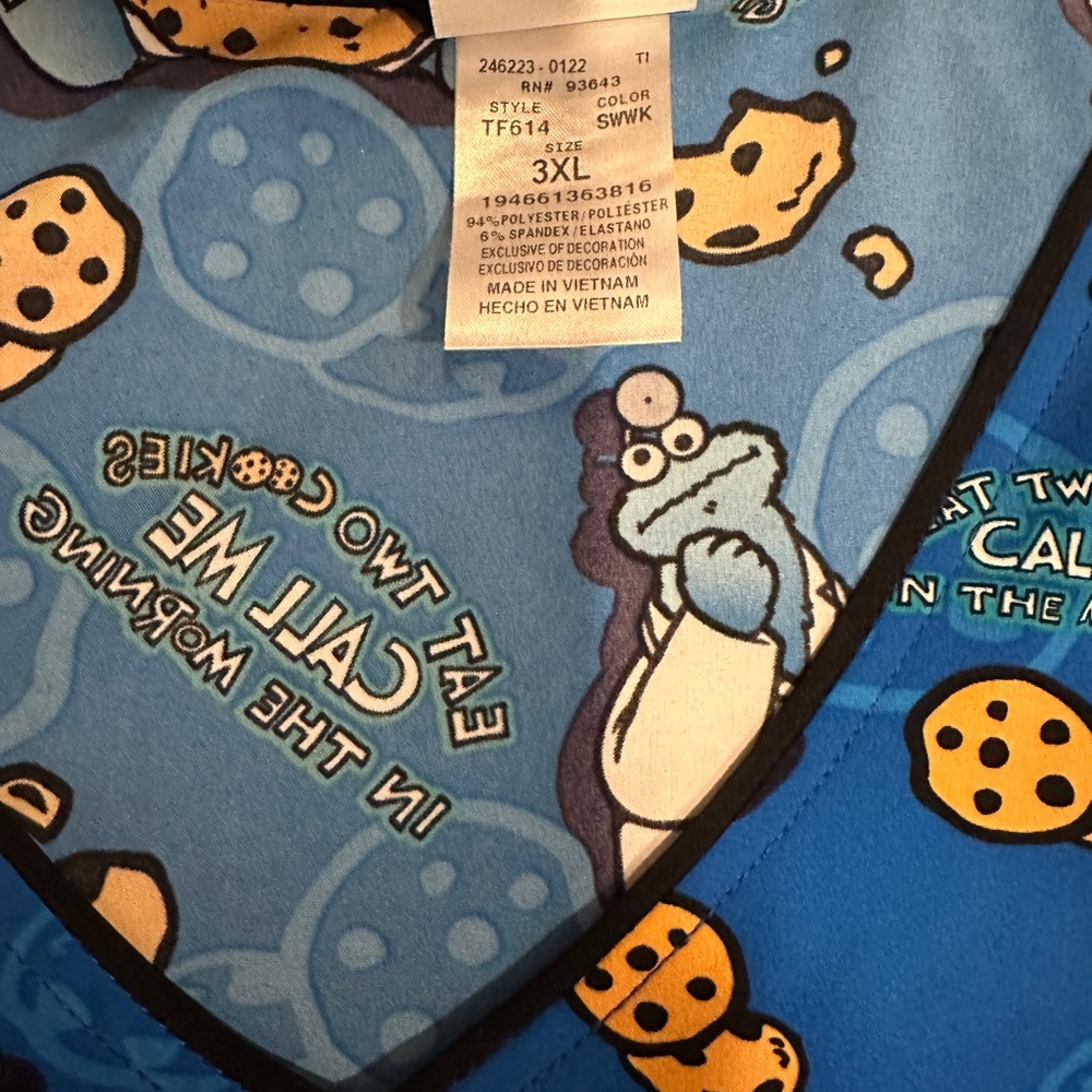 3XL Cookie Monster Scrub Top
